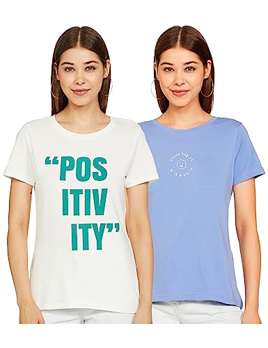 Amazon Brand – Symbol Women Cotton Blend Regular T-Shirt (Sym-Aw22Wte-005_Multi 8 S)