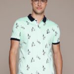 Nautica Printed Men Polo Neck Green T-Shirt