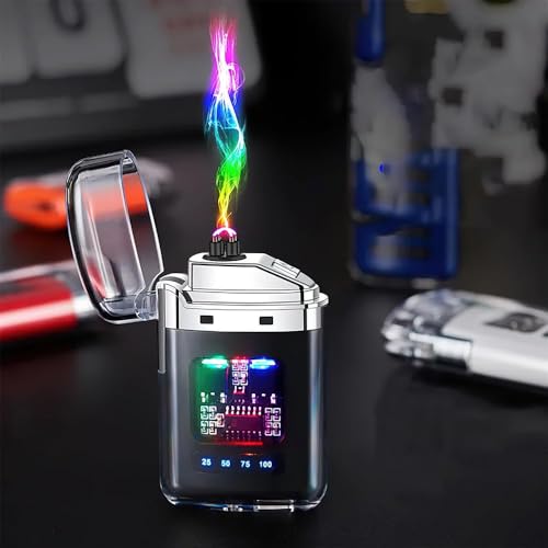 Deriko Stylish Transparent Electrical Lighter, Dual Arc, Usb Rechargeable Cigarette Plasma Lighter – Ideal For Camping & Smoking, Unique Windproof Pocket-Sized, Cool And Fancy Design