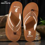 Red Tape Men Flip Flops(Tan, Off White , 7)