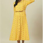 Rangriti Women A-Line Yellow Midi/Calf Length Dress
