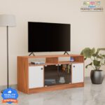 Flipkart Perfect Homes Phonox Engineered Wood Tv Entertainment Unit(Finish Color – Melamine American Walnut & White, Knock Down)