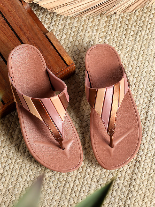 Flite Women Flip Flops(Pink , 8)