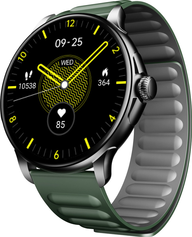 Boat Lunar Oasis W/Tbt Navigation,Dynamic Ui,1.43”(3.6 Cm) Amoled Display & Qr Tray Smartwatch(Olive Green Strap, One Size)
