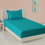 Swayam Cotton Single Flat 400 Tc Striped Bedsheet(Pack Of 1, Aqua)
