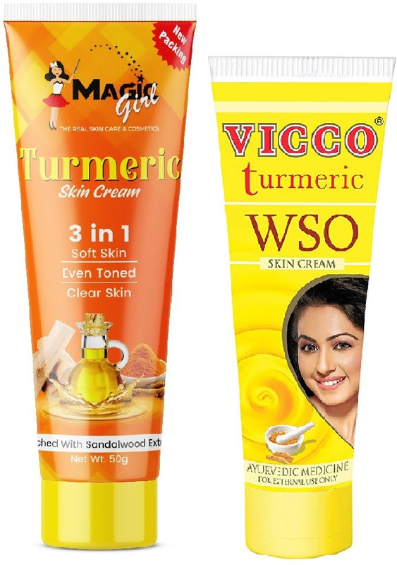 Vicco Wso Fairness Cream 15 Grm + Magic Girl Turmeric Cream 50 Grm(65 G)