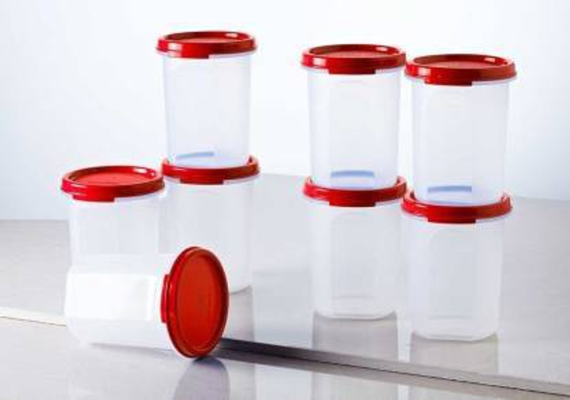 Tupperware Plastic Utility Container  – 440 Ml(Pack Of 8, Red)