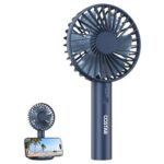 Costar Mini Portable Fan, Brushless Motor Hand Fan With Table Phone Holder Base, 3 Speeds Small Makeup Fan, 1200Mah Usb Rechargeable Electric Fan For Summer And Travel Use By Women And Men