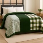 Bsb Home Supersoft Printed Mink Blanket For Heavy Winter – 600 Gsm Ultra Soft Luxurious Embossed Double Bed Blanket, Warm & Fluffy Cozy For Extreme Cold Weather (Green & White, 230 X 220 Cm, 3.5 Kg)