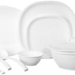 Signoraware Plastic Square Dinner Set, White, 31-Pieces