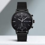 Titan Nq90135Nm01 Titan Light Leathers Multifunction Black Dial Black Ss Strap Analog Watch  – For Men