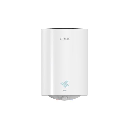 Goldmedal Tizio 25 Liters Storage Water Heater (Geyser) With Titanium Glassline Coated Tank | Bee 5 Star Rating | Preset Thermal Cutout | Temperature Control Knob | 4 In 1 Safety Valve | (White)