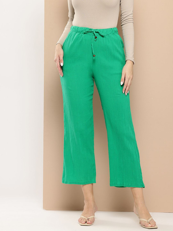 Chemistry Regular Fit Women Green Trousers