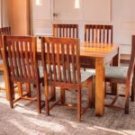 Aprodz Sheesham Wood And Upholstered Epso 6 Seater Dining Table Set For Home And Living Rooms| Dining Furniture | Honey Finish