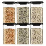 Mixosa Air Tight Kitchen Storage Containers Set Of 6, Food Grade Transparent Multipurpose Boxes For Pulses, Cereals, Grains, Dry Fruits, 1200 Ml Capacity