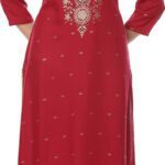 Rangriti Women Printed Straight Kurta(Purple)