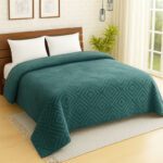 Evokk India Solid Double Mink Blanket For  Heavy Winter(Microfiber, Dark Green)