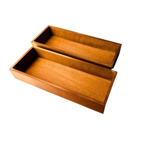 Makify Wooden Serving Tray Platter Multipurpose Tray | Tray For Breakfast, Tea Serving, Tray For Storage, Table Decor Kitchen Decor (Set Of 2, Natural)
