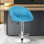 Da Urban® Cozy Velvet Finish Height Adjustable & Revolving Bar Stool/Kitchen Chair (Blue)