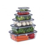 Mixosa Rectangular Plastic Food Storage Container With Air Tight Lid Kitchen Container Meat Box Fridge Storage Boxes Bowl – 225Ml, 325Ml, 650Ml, 1250Ml, 2200Ml, 3500Ml, 6 Pcs, Clear (Multicolour)