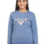 Qube By Fort Collins Women’S Fleece Hooded And Crew Neck Regular Fit Sweatshirt (305 Smu-Blue-M_Blue_Medium)