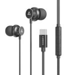 Ambrane Type C Wired In Ear Earphones With In-Line Mic For Clear Calling,1.2M Cable,10Mm Dynamic Drivers For Boostedbass,Control Buttons For Iphone 15,Samsung&Type C Devices(Stringz 38C,Black)