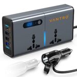 Vantro 200W Car Power Inverter/Laptop Charger With 3 Usb (6.2A Max) & 1 C Type(1 * 27Wpd) Smart Usb Ports, 2 Ac Universal Outlets And 12V Dc To 220V Ac With Qc3.0 Model P2