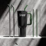 Cockatoo Stainless Steel Double Insulated Tumbler Water Bottle For Hot, & Cold Drink | Leakproof Handle Sipper Tumbler With 2 Reusable Steel Straw, And 2 Brushes|1.2L Black