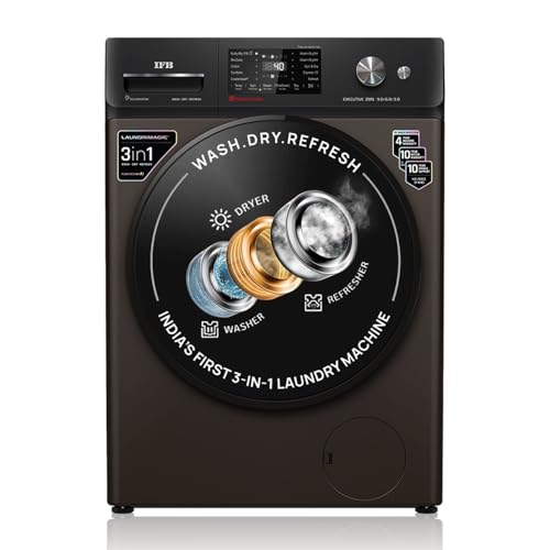 Ifb 9/6/3 Kg Fully Automatic Washer Dryer Refresher With Steam Refresh, Ai Powered, 100% Dry Clothes, 9 Swirl Wash Mimic Handwashing, Wifi & Eco Inverter Motor (Wdr Executive Zmn, Mocha)