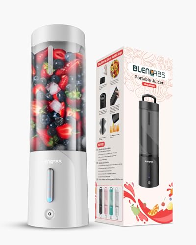 Blenlabs Portable Blender For Smoothie And Juices, Milk Shakes And Crushing Ice, 4000Mah Rechargeable Small Juicer For Fruits, 150 Watt Motor, Personal Blender For Smoothies (White)