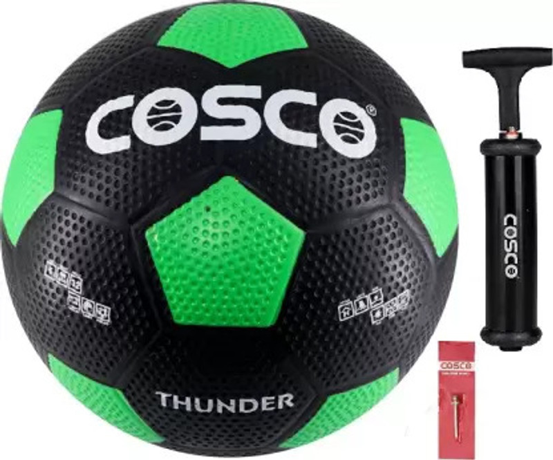 Cosco Thunder New Football Green With Pump And Niddle Football – Size: 5(Standard, Pack Of 1, Multicolor)