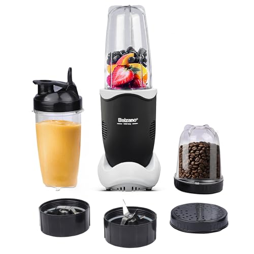 Balzano Bullet Mixer Grinder 500W, 3 Jars, 2 Blades, 3 Lids, Blender For Smoothies And Juices, Nutri Blender For Kitchen, Smoothie Maker, Italian Design, Made In India, Black