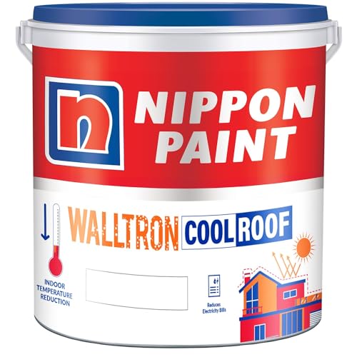 Nippon Paint Walltron – Summer Cool Roof | 30% Extra | 6.4 Kg |5 Litre | Solar Reflective Roof Coating | Heat Resistance Paint | High Sri (6.4Kg ~5 Litres), White