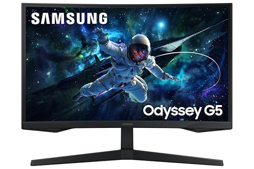 Samsung 27″ (68.5Cm) Odyssey G5 2K Curved Gaming Monitor|Qhd 2560 X 1440|1000R Curved|165Hz|1Ms(Mprt)|300Nits|Ports-Hdmi,Dp,Headphone|Dp Cable|Hdr10|Freesync|Ls27Cg550Ewxxl|Black