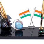 Greatdio 2 Compartments Cast Acrylic Pen Stand(Black)