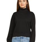 Fyltr Women’S Drop Shoulder Boxy Fit Sweatshirt With Turtle Neck & Balloon Sleeve