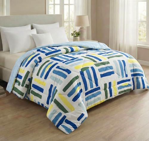 Bsb Home Cloud Cotton Reversible Ac Comforter For Double Bed | Super Soft 220 Gsm Quilt/Duvet/Dohar | Lightweight All-Season Comforter | 88 X 90 Inches (1 Piece) (Blue, White, Yellow)
