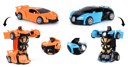 Amazon Brand – Jam & Honey Transforming Action Figure Car | Robot To Car Transforming Toy | Dash To Transform | Ideal For Kids & Collectors | Pack Of 2
