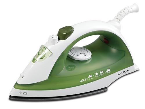 Havells Glaze 1250 Watts Steam Iron With Self Cleaning Function|Vertical & Horizontal Ironing|170 Ml Tank For Longer Ironing|High Steaming Rate Upto 12 Gm/Min|2 Years Door Step Warranty By Havells