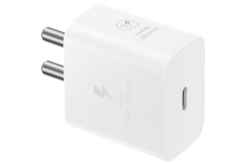 Samsung Original 25W Usb Type-C Travel Adaptor Without Cable For Google Pixel, Xiaomi, Motorola, Iphone, Samsung Galaxy Tab S/A Series, Galaxy S10/M54/M55/A80/A90/S25/S24, White