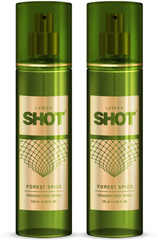 Layer’R Shot Forest Spice Long Lasting Fragrance Body Spray (135 Ml Each) Body Spray  –  For Men(270 Ml, Pack Of 2)