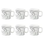 Larah By Borosil Marble Opalware Mug Set – 6 Pieces, White, 180 Ml