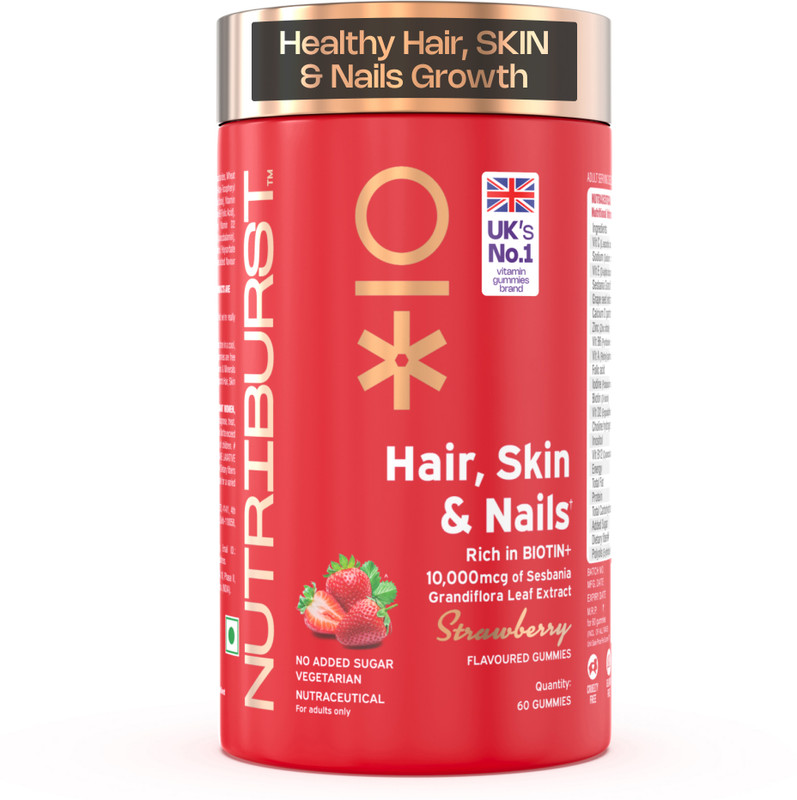 Nutriburst Biotin Gummies For Hair, Skin & Nails Growth(60 No)