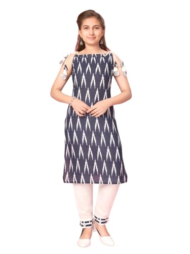 Aarika Girls Navy Blue Colour Cotton Printed Kurti (Kurti-K-Tr-06-Navy-Blue-32)