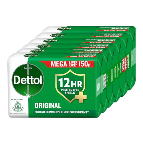 Dettol Original Bathing Soap Bar With 12Hr Germ Protection (900Gm) | Kills 99.99% Germs, 150G (Pack Of 6)