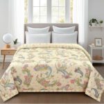 Decent Home Printed Double Comforter For  Ac Room(Cotton, Beige)