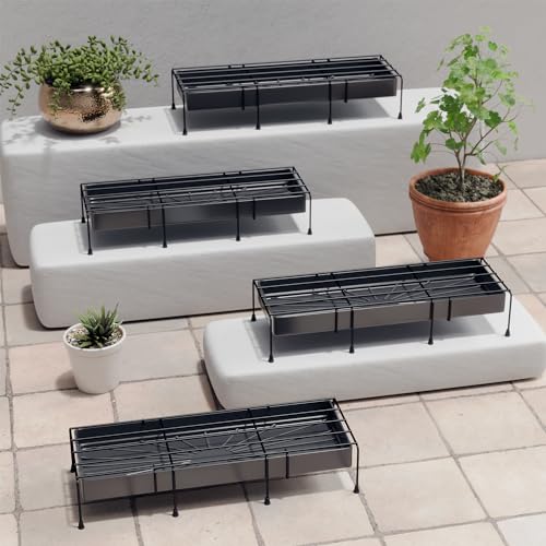 Lifelong Metal Set Of 4 Plant Stand With Detachable Tray & 65Kg Capacity,Rustfree Pot Stand For Outdoor & Indoor Planters,Gamla,Flowerpot,Plant Stands For Balcony & Living Room Décor(Black,24 Inch)