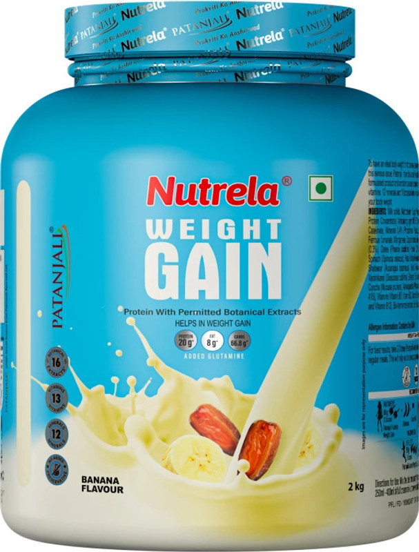 Nutrela Protein Supplement Weight Gainers/Mass Gainers(2 Kg, Banana)