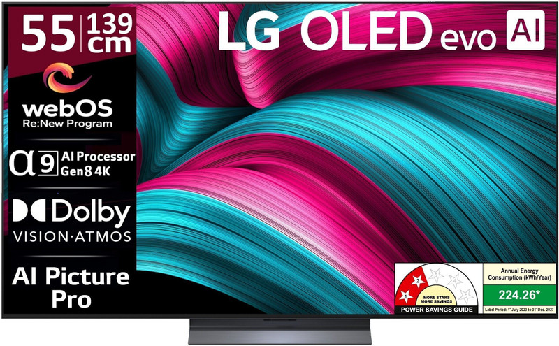 Lg Evo Ai C5 139 Cm (55 Inch) Oled Ultra Hd (4K) Smart Webos Tv 2025 Edition With Alpha 11 Ai Processor 4K Gen2 | Brightness Booster | Ai Picture Pro | Dolby Vision | Ai Sound Pro (Virtual 11.1.2Ch Up-Mix) | Dolby Atmos | Up To 144Hz Variable Refresh Rate | 40W Sound Output | 2.5 Gb Ram | 16 Gb Rom