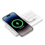 Belkin Magsafe 2-In-1 Wireless Charging Pad 15W | Fast Charging Iphone | Wireless Charging Station For Iphone 16, 15, 14,13 And 12 Series, Airpods, And Other Magsafe Enabled Devices | White